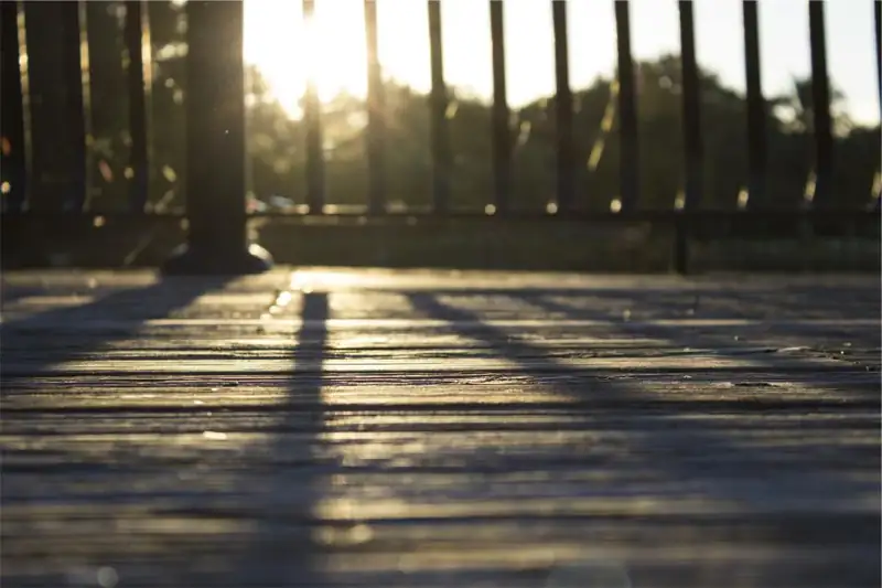 Close view of new wooden deck boards